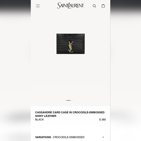 YSL/YVES SAINT LAURENT Cassandre Saint Laurent Card Case in Crocodile - Picture 8 of 9
